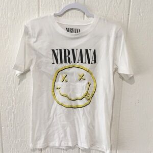 NIRVANA White Tee with Yellow Graphic NWOT Size M